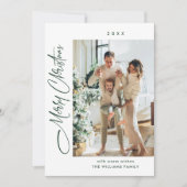 Elegante minimalistische kerstgroet 2 foto feestdagenkaart (Voorkant)