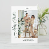 Elegante minimalistische kerstgroet 2 foto feestdagenkaart (Staand voorkant)