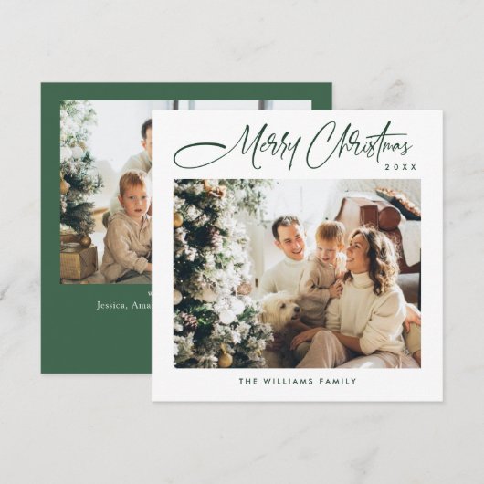 Elegante minimalistische kerstgroet 2 foto feestdagenkaart (Voorkant / Achterkant)