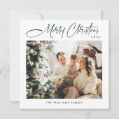 Elegante minimalistische kerstgroet 2 foto feestdagenkaart (Voorkant)