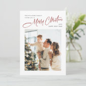 Elegante minimalistische kerstgroet 2 foto feestdagenkaart (Staand voorkant)