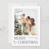 Elegante minimalistische kerstgroet 2 foto feestdagenkaart (Voorkant)