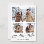 Elegante minimalistische kerstgroet 3 foto feestdagenkaart (Voorkant)