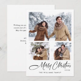 Elegante minimalistische kerstgroet 3 foto feestdagenkaart