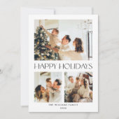 Elegante minimalistische kerstgroet 3 foto feestdagenkaart (Voorkant)