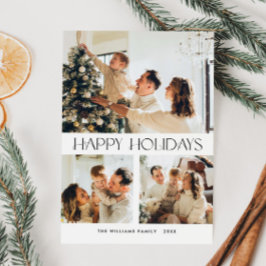 Elegante minimalistische kerstgroet 3 foto feestdagenkaart