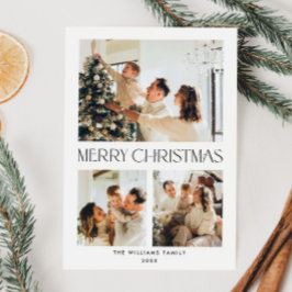 Elegante minimalistische kerstgroet 3 foto feestdagenkaart