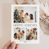 Elegante minimalistische kerstgroet 3 foto feestdagenkaart