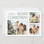 Elegante minimalistische kerstgroet 3 foto feestdagenkaart (Voorkant)