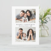 Elegante minimalistische kerstgroet 3 foto Holi Feestdagenkaart (Staand voorkant)