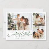 Elegante minimalistische kerstgroet 4 foto feestdagenkaart (Voorkant)