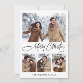 Elegante minimalistische kerstgroet 4 foto feestdagenkaart (Voorkant)