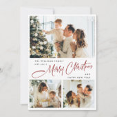 Elegante minimalistische kerstgroet 4 foto feestdagenkaart (Voorkant)