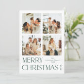 Elegante minimalistische kerstgroet 4 foto feestdagenkaart (Staand voorkant)