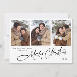 Elegante minimalistische kerstgroet 4 foto feestdagenkaart