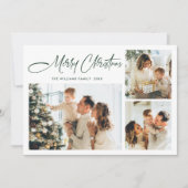 Elegante minimalistische kerstgroet 4 foto feestdagenkaart (Voorkant)