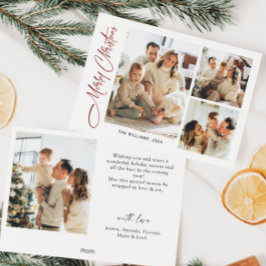 Elegante minimalistische kerstgroet 4 foto feestdagenkaart