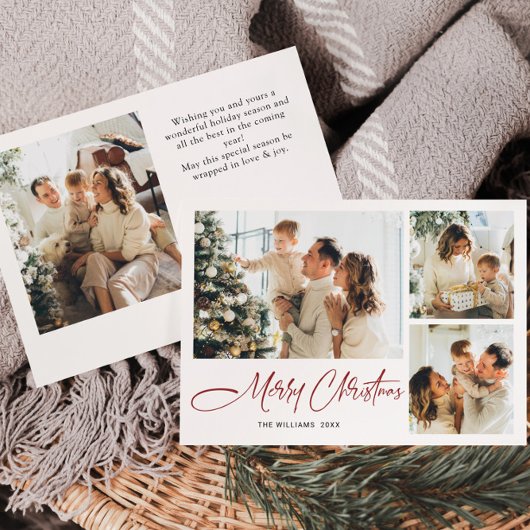 Elegante minimalistische kerstgroet 4 foto feestdagenkaart
