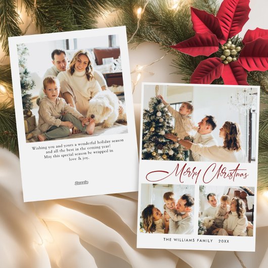 Elegante minimalistische kerstgroet 4 foto feestdagenkaart