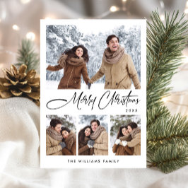 Elegante minimalistische kerstgroet 4 foto feestdagenkaart