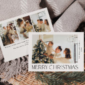 Elegante minimalistische kerstgroet 4 foto feestdagenkaart