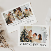 Elegante minimalistische kerstgroet 4 foto feestdagenkaart