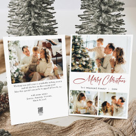 Elegante minimalistische kerstgroet 4 foto feestdagenkaart