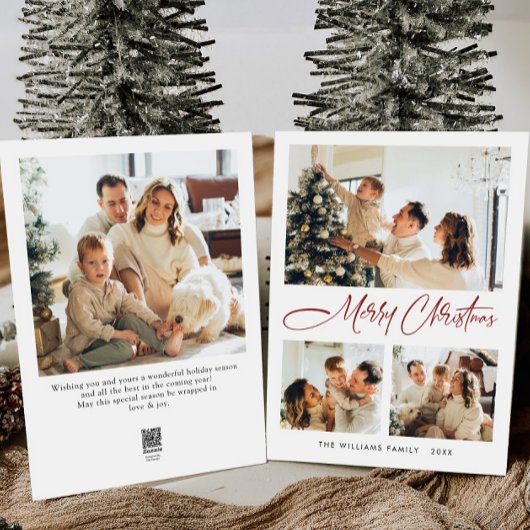 Elegante minimalistische kerstgroet 4 foto feestdagenkaart