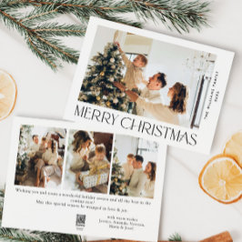 Elegante minimalistische kerstgroet 4 foto feestdagenkaart