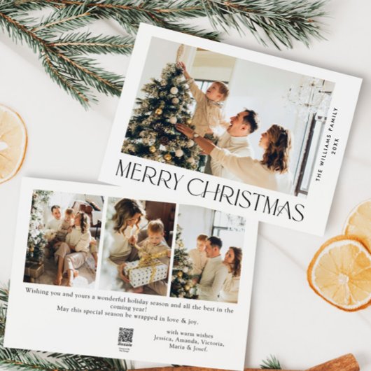 Elegante minimalistische kerstgroet 4 foto feestdagenkaart