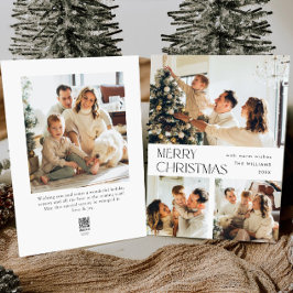 Elegante minimalistische kerstgroet 4 foto feestdagenkaart