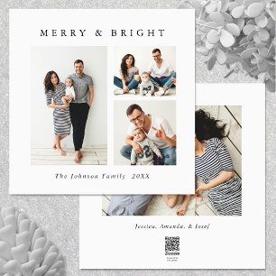 Elegante Minimalistische Kerstgroet 4 Foto Feestdagenkaart