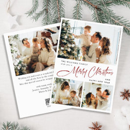 Elegante minimalistische kerstgroet 4 foto feestdagenkaart
