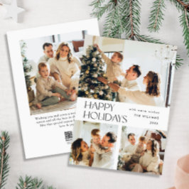 Elegante minimalistische kerstgroet 4 foto feestdagenkaart