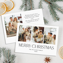 Elegante minimalistische kerstgroet 4 foto feestdagenkaart