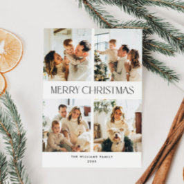 Elegante minimalistische kerstgroet 4 foto feestdagenkaart