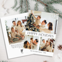 Elegante minimalistische kerstgroet 4 foto feestdagenkaart