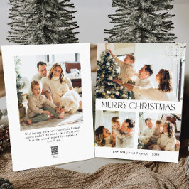 Elegante minimalistische kerstgroet 4 foto feestdagenkaart
