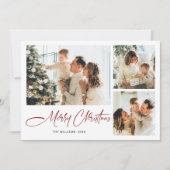 Elegante minimalistische kerstgroet 4 foto feestdagenkaart (Voorkant)