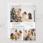 Elegante minimalistische kerstgroet 4 foto feestdagenkaart (Voorkant)