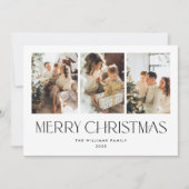 Elegante minimalistische kerstgroet 4 foto feestdagenkaart (Voorkant)