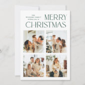 Elegante minimalistische kerstgroet 4 foto feestdagenkaart (Voorkant)