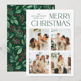 Elegante minimalistische kerstgroet 4 foto feestdagenkaart