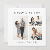 Elegante Minimalistische Kerstgroet 4 Foto Feestdagenkaart (Voorkant)
