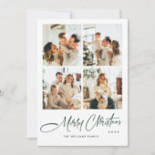 Elegante minimalistische kerstgroet 5 foto feestdagenkaart (Voorkant)