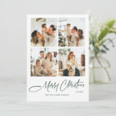 Elegante minimalistische kerstgroet 5 foto feestdagenkaart (Staand voorkant)