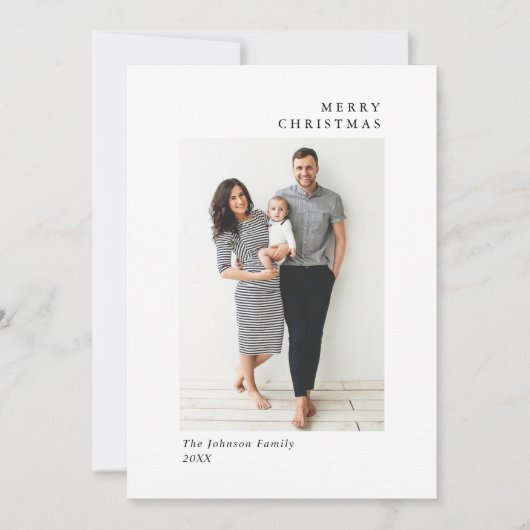 Elegante minimalistische kerstgroet 5 foto feestdagenkaart (Voorkant)