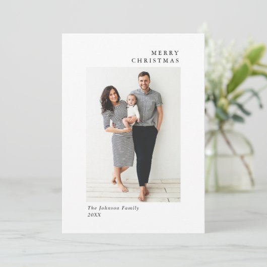 Elegante minimalistische kerstgroet 5 foto feestdagenkaart (Staand voorkant)