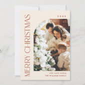 Elegante minimalistische kerstgroet 5 foto feestdagenkaart (Voorkant)