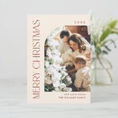 Elegante minimalistische kerstgroet 5 foto feestdagenkaart (Staand voorkant)